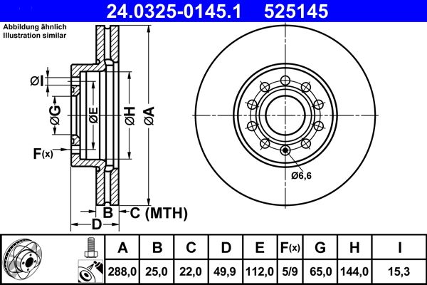 Brake Disc ATE 24.0325-0145.1