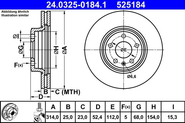 Brake Disc ATE 24.0325-0184.1