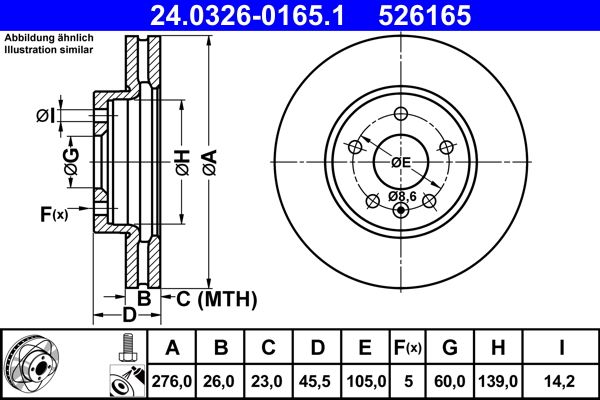 Brake Disc ATE 24.0326-0165.1