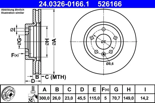 Гальмівний диск ATE 24.0326-0166.1