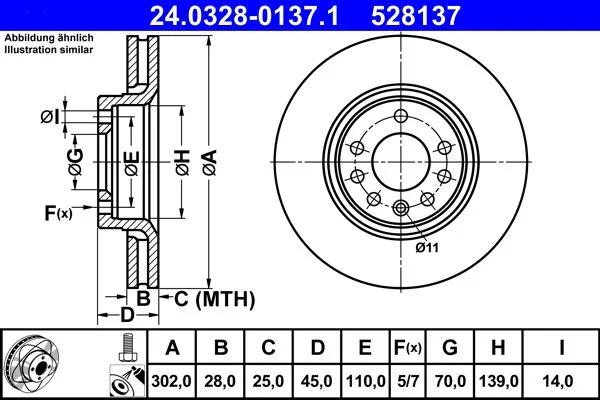 Brake Disc ATE 24.0328-0137.1