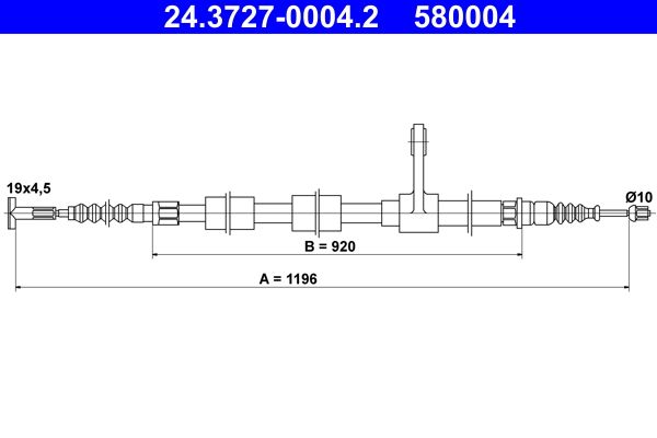 Cable Pull, parking brake ATE 24.3727-0004.2