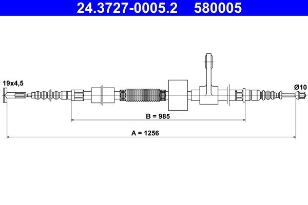 Cable Pull, parking brake ATE 24.3727-0005.2