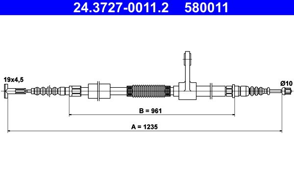 Cable Pull, parking brake ATE 24.3727-0011.2