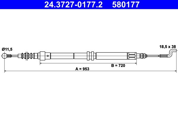 Тросовий привод, стоянкове гальмо ATE 24.3727-0177.2