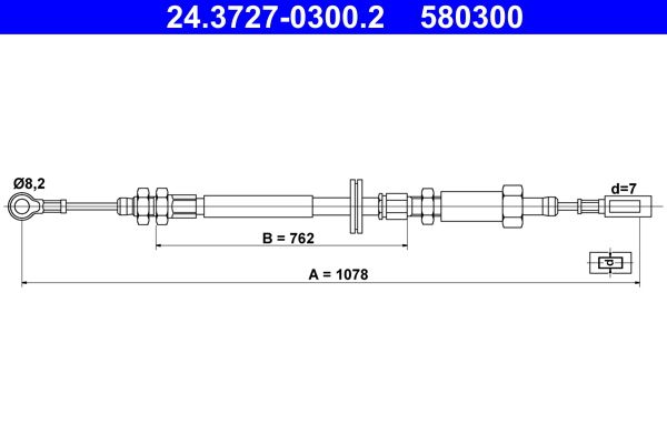 Cable Pull, parking brake ATE 24.3727-0300.2