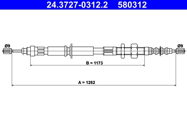 Cable Pull, parking brake ATE 24.3727-0312.2