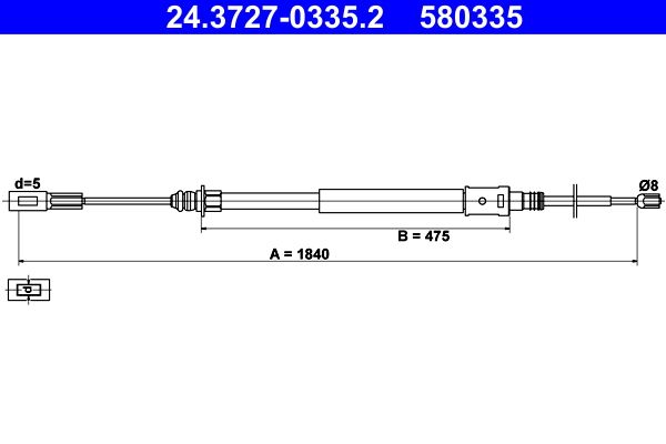 Cable Pull, parking brake ATE 24.3727-0335.2