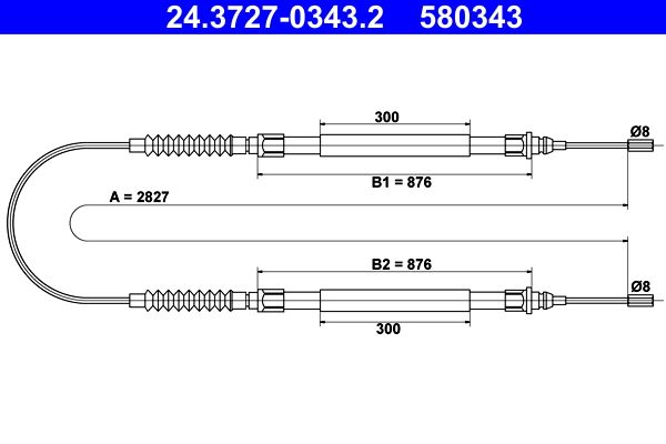 Cable Pull, parking brake ATE 24.3727-0343.2