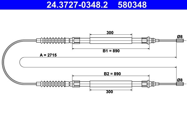 Cable Pull, parking brake ATE 24.3727-0348.2