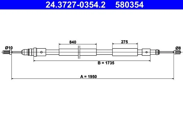 Trosas, stovėjimo stabdys ATE 24.3727-0354.2