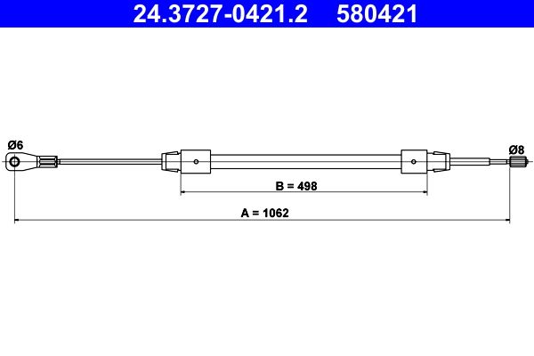 Cable Pull, parking brake ATE 24.3727-0421.2