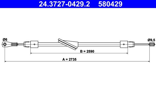 Cable Pull, parking brake ATE 24.3727-0429.2