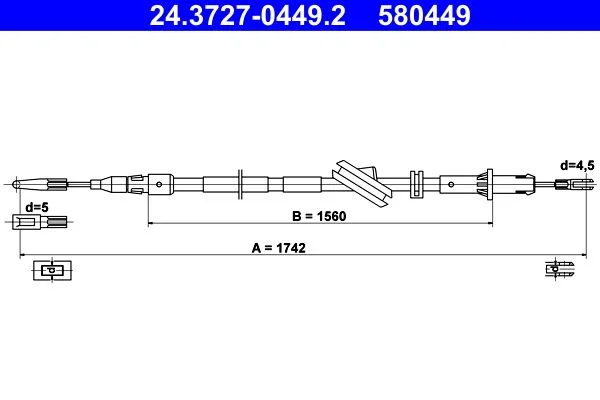 Trosas, stovėjimo stabdys ATE 24.3727-0449.2
