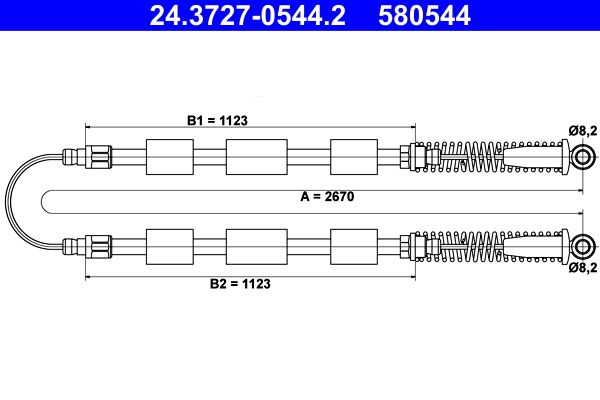 Cable Pull, parking brake ATE 24.3727-0544.2