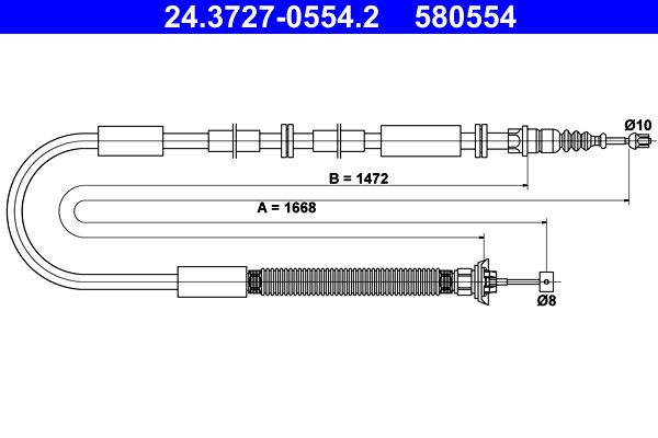 Cable Pull, parking brake ATE 24.3727-0554.2