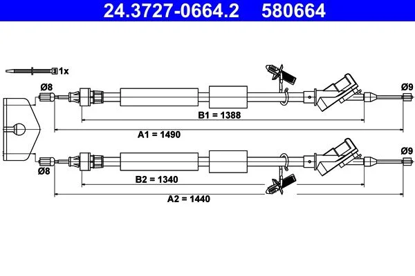 Trosas, stovėjimo stabdys ATE 24.3727-0664.2