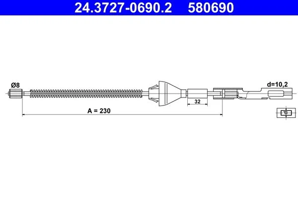 Trosas, stovėjimo stabdys ATE 24.3727-0690.2