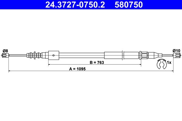 Cable Pull, parking brake ATE 24.3727-0750.2