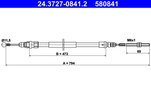 Cable Pull, parking brake ATE 24.3727-0841.2