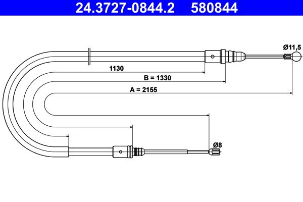 Cable Pull, parking brake ATE 24.3727-0844.2