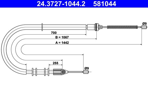 Cable Pull, parking brake ATE 24.3727-1044.2