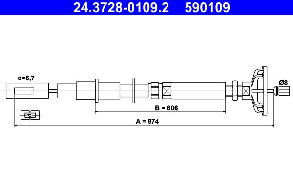 Cable Pull, clutch control ATE 24.3728-0109.2