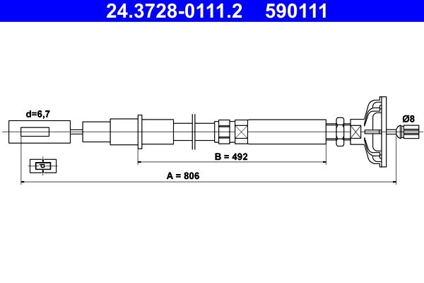 Cable Pull, clutch control ATE 24.3728-0111.2