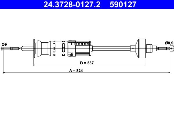 Cable Pull, clutch control ATE 24.3728-0127.2