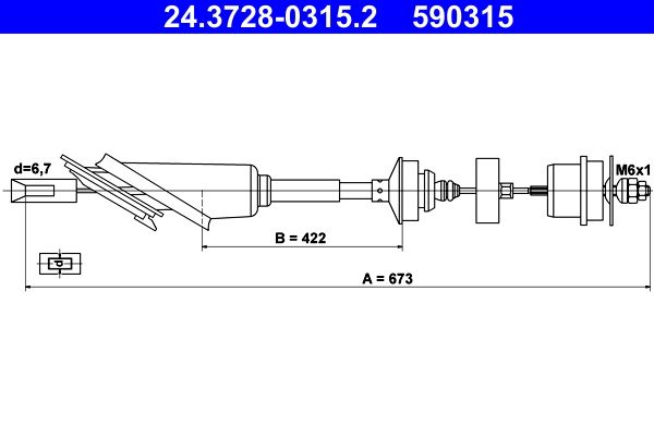 Cable Pull, clutch control ATE 24.3728-0315.2