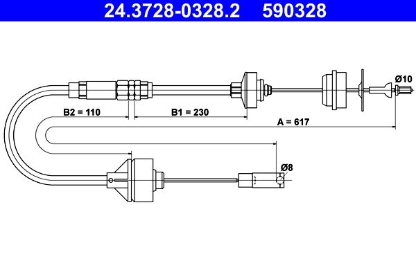 Cable Pull, clutch control ATE 24.3728-0328.2