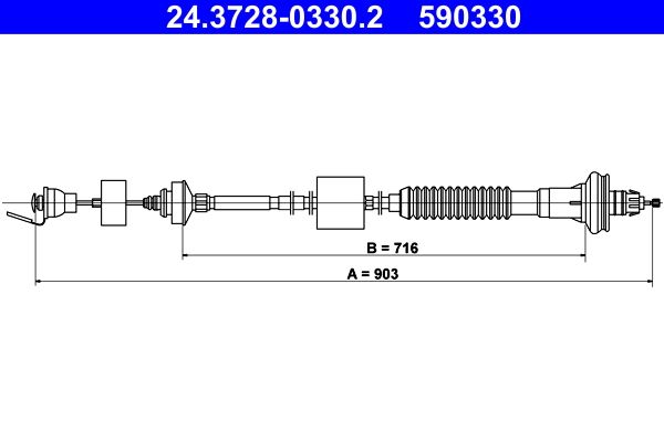 Cable Pull, clutch control ATE 24.3728-0330.2