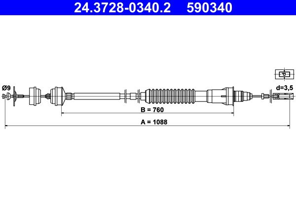 Тросовий привод, привод зчеплення ATE 24.3728-0340.2