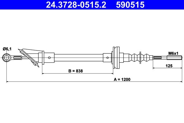 Cable Pull, clutch control ATE 24.3728-0515.2