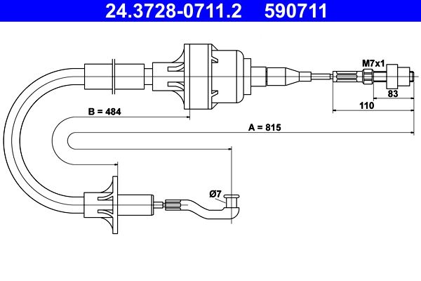 Cable Pull, clutch control ATE 24.3728-0711.2