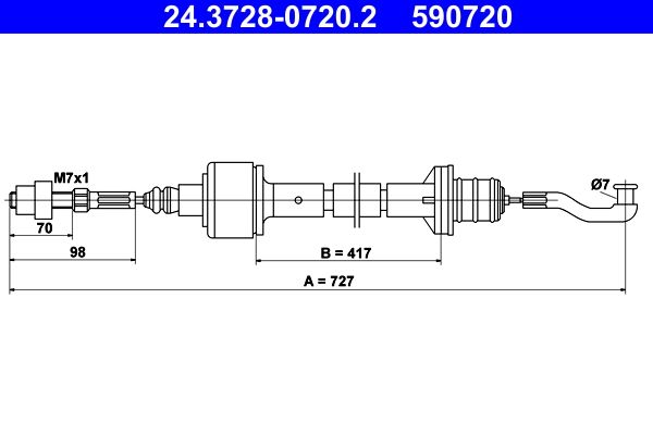 Cable Pull, clutch control ATE 24.3728-0720.2