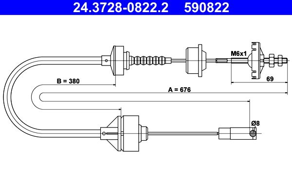 Тросовий привод, привод зчеплення ATE 24.3728-0822.2