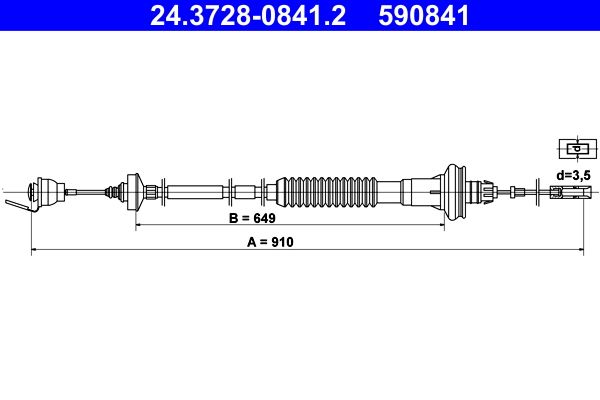 Cable Pull, clutch control ATE 24.3728-0841.2