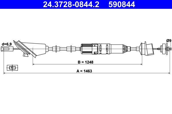 Cable Pull, clutch control ATE 24.3728-0844.2