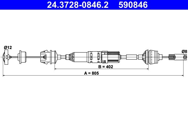 Cable Pull, clutch control ATE 24.3728-0846.2