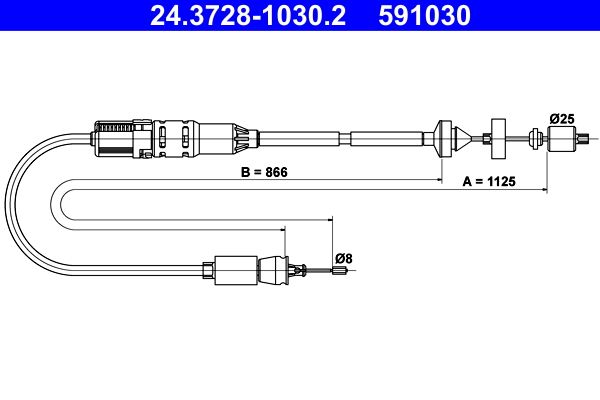 Cable Pull, clutch control ATE 24.3728-1030.2