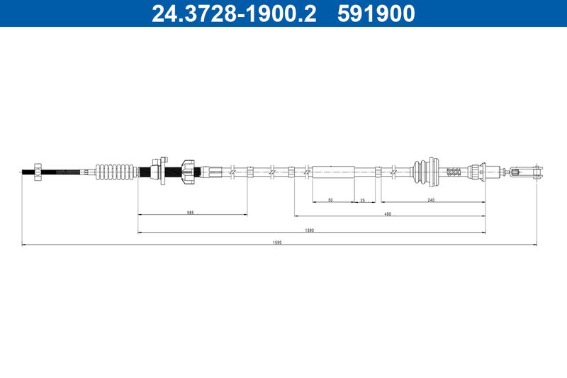 Cable Pull, clutch control ATE 24.3728-1900.2