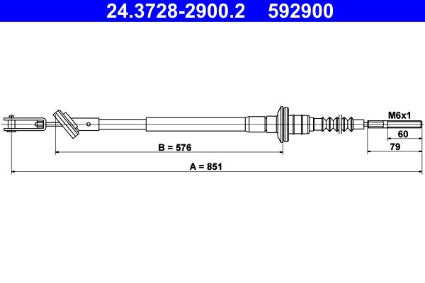 Cable Pull, clutch control ATE 24.3728-2900.2