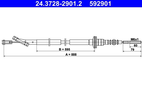 Cable Pull, clutch control ATE 24.3728-2901.2