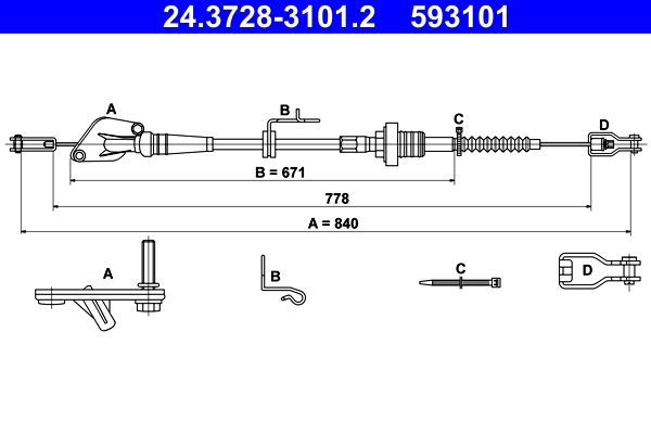 Тросовий привод, привод зчеплення ATE 24.3728-3101.2