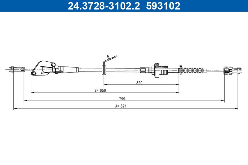 Cable Pull, clutch control ATE 24.3728-3102.2