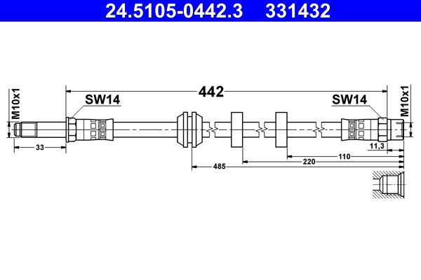 Brake Hose ATE 24.5105-0442.3