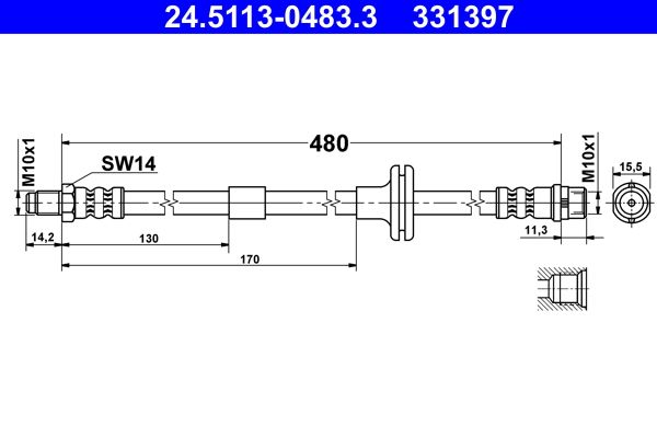 Brake Hose ATE 24.5113-0483.3