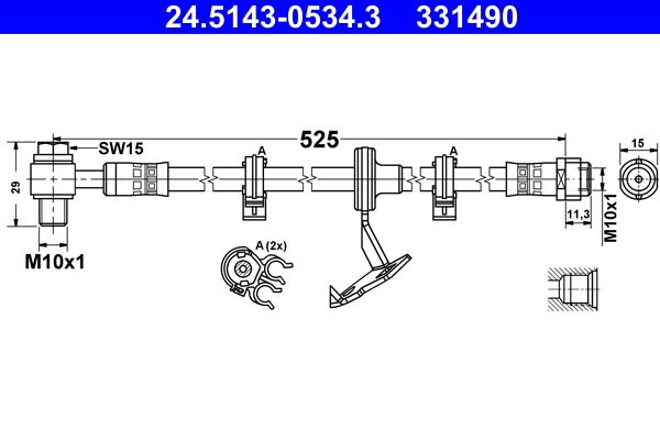 Brake Hose ATE 24.5143-0534.3