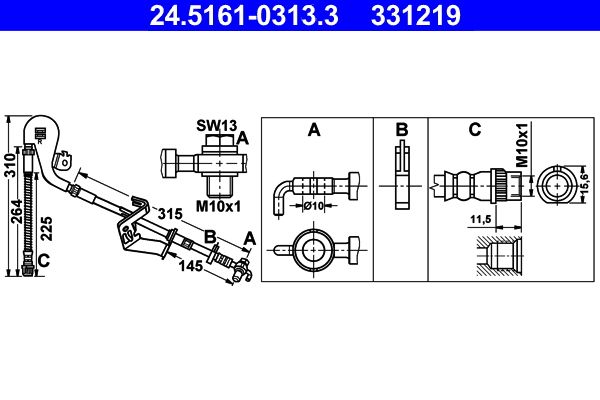 Brake Hose ATE 24.5161-0313.3